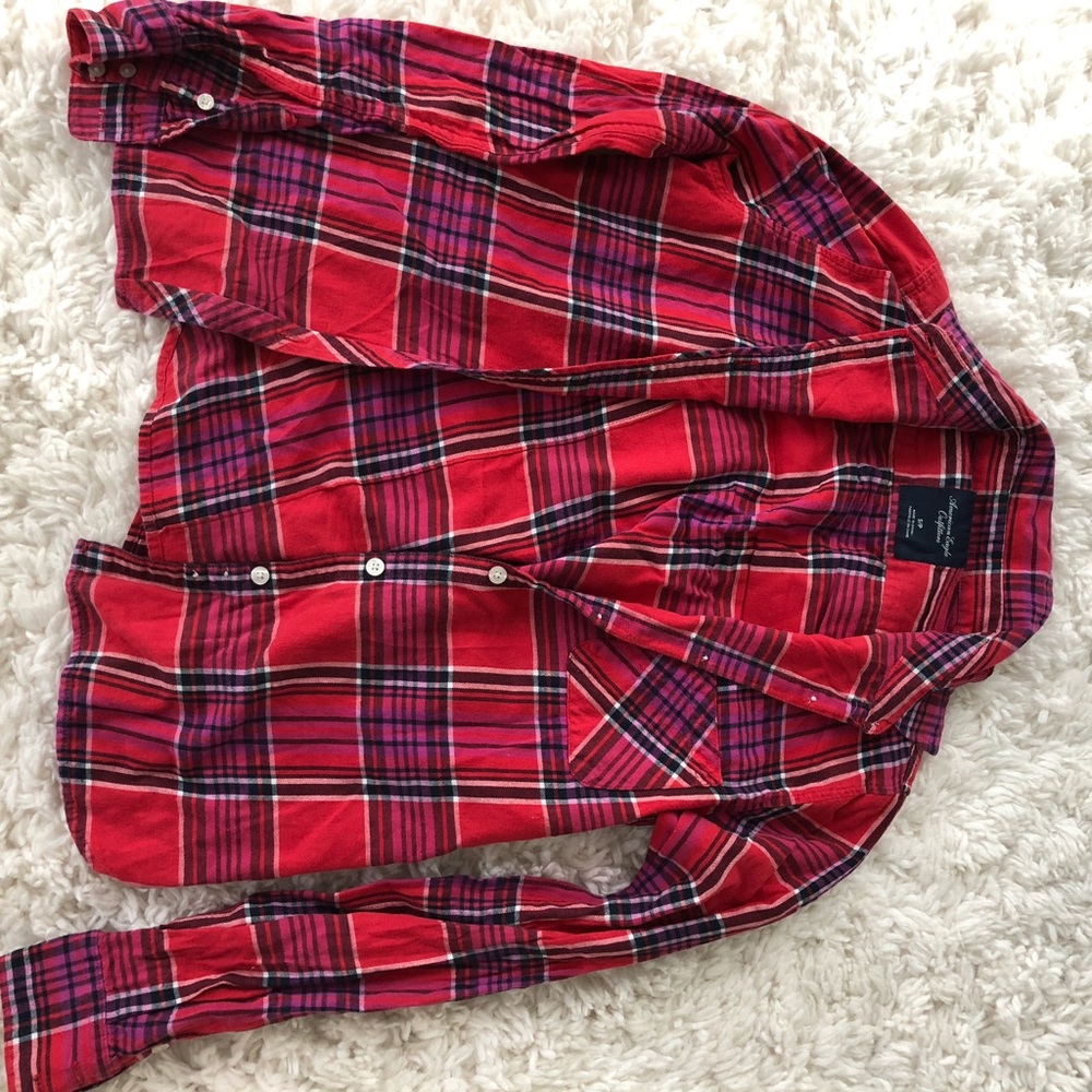 American Eagle Red Plaid Flannel
